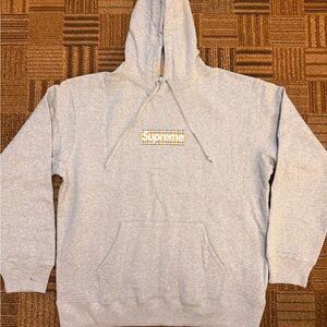 Supreme x Burberry Men’s Grey hoodie sweater designer Large